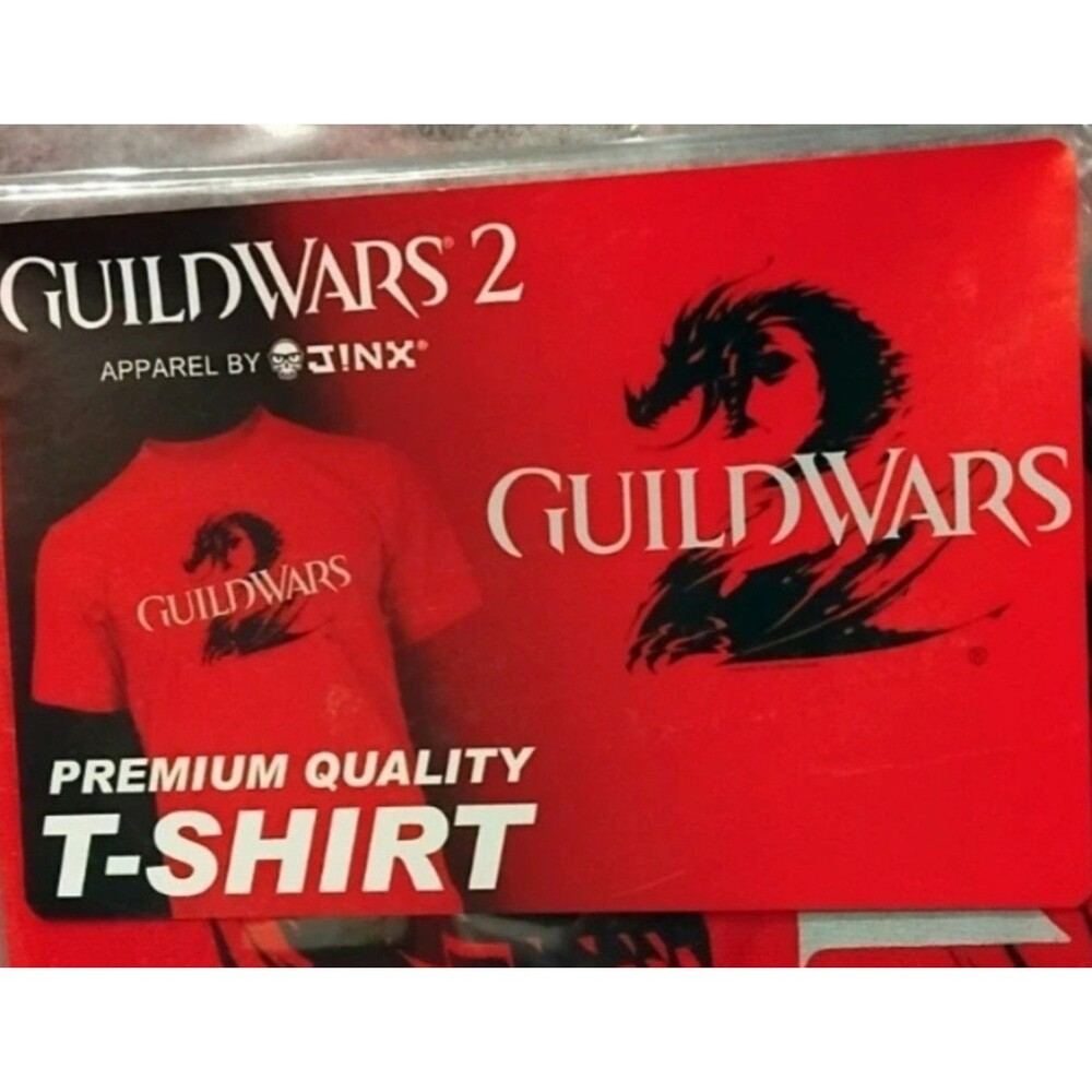 Guild Wars 2 Graphic T Shirt Gamer Adult Large Black on Red Apparel by Jinx